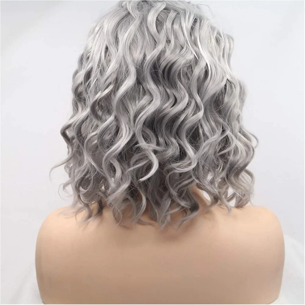 SHORT Silver Gray wavy Beauty Lace Front Wig *NEW*